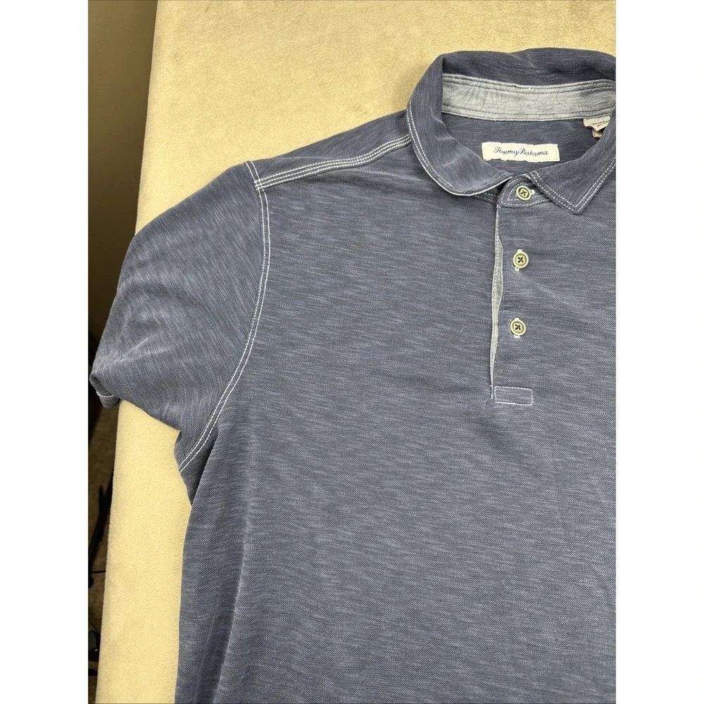 Tommy Bahama Polo Shirt Mens Med Heather Blue Performance Modal Blend - Picture 6 of 16